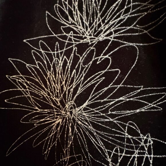 Black Velvet Floral Embroidered Sparkle Top Med Vintage Stretch Holiday Witchy - Picture 2 of 8